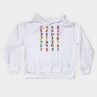 Whole Alphabet for girls alphabet Kids Colorful Cartoon Character Kids Hoodie